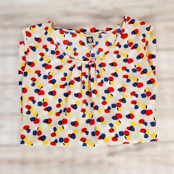 Ann Klein Sleeveless Multicolor Blouse Size 16 Sheer Style Casual Office - Picture 1 of 8
